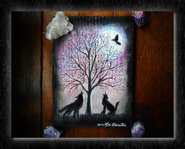 tree with wolves 5x7 print